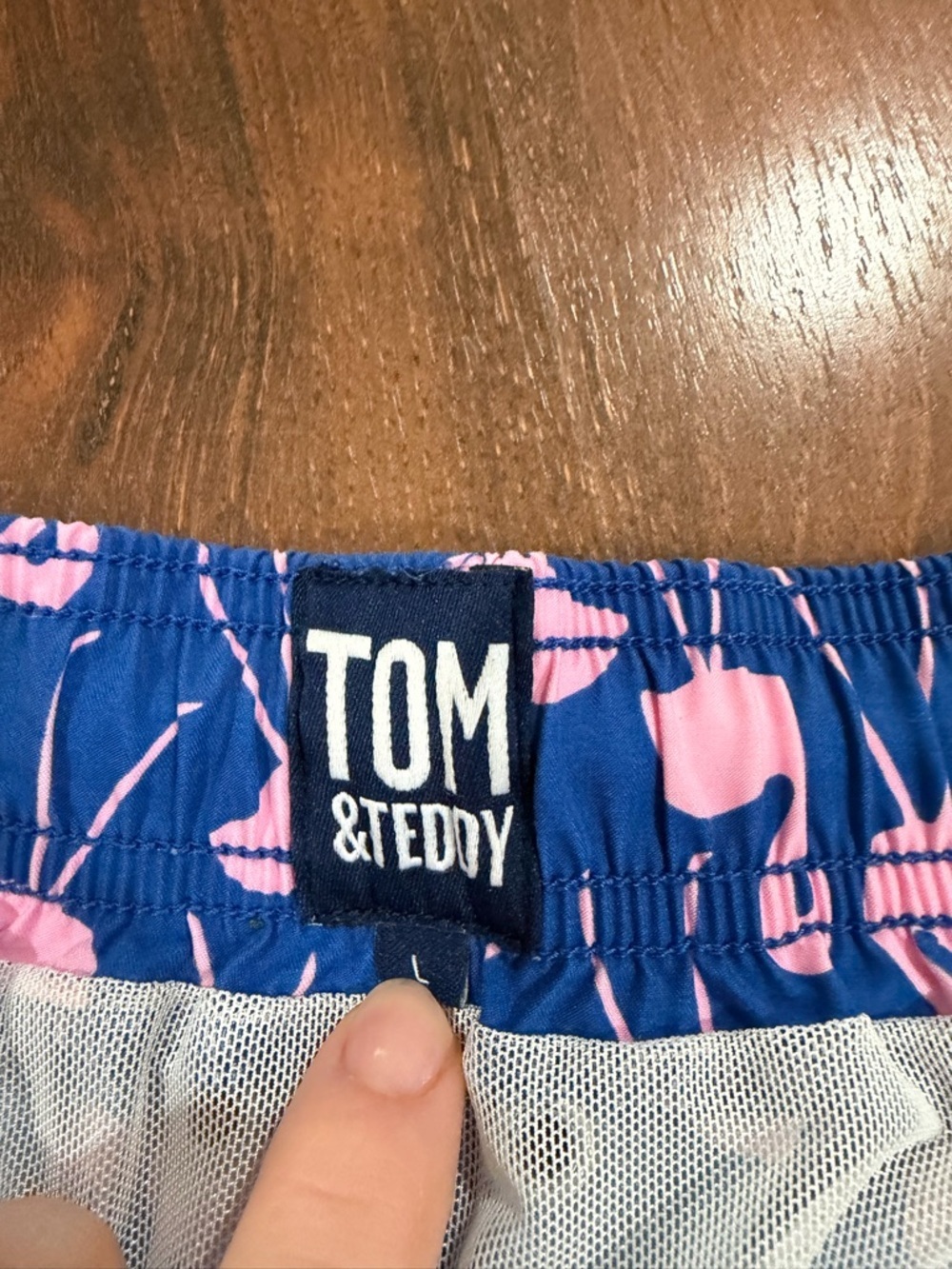 Tom & Teddy Men's Swim Trunks Blue Flamingo Size L - Picture 7 of 8